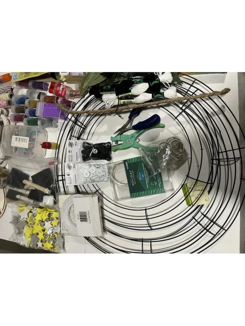 Huge Bulk Lot Craft Supplies Glitter Wires Glue Resin Wreath Ribbons Ropes Felt